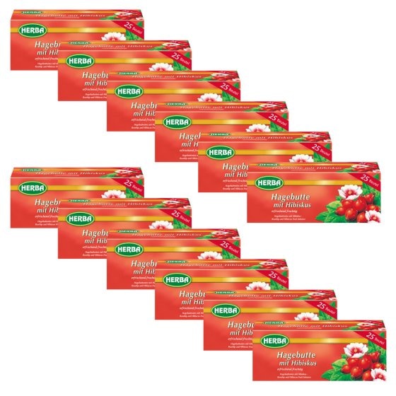 Herba Hagebuttentee mit Hibiskus fruchtig 25 Beutel 50g 12er Pack 