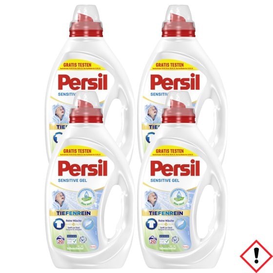 Persil Sensitive Gel Vollwaschmittel flüssig 20 WL 900ml 4er Pack 