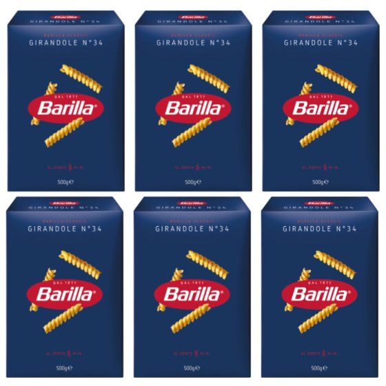 Barilla Girandole Nr 34 Hartweizen gedrehte Nudeln 500g 6er Pack 