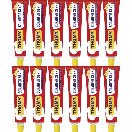 Thomy Senf Scharf extra würziger Klassiker in der Tube 200ml 12er Pack 