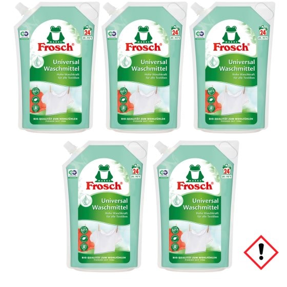 Frosch Flüssig Waschmittel Wiederverschließbar 24 WL 1800ml 5er Pack 