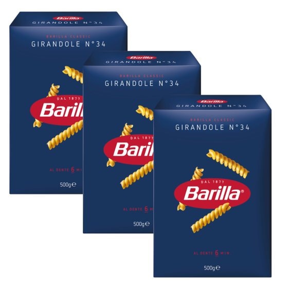 Barilla Girandole Nr 34 Kurze Pasta aus Hartweizengriess 500g 3er Pack 