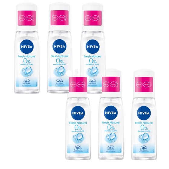 Nivea Deo Zerstäuber Fresh Natural 48h effektiver Schutz 75ml 6er Pack 