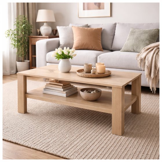 Couchtisch Nina Rechteckig Artisaneiche mit Ablage 