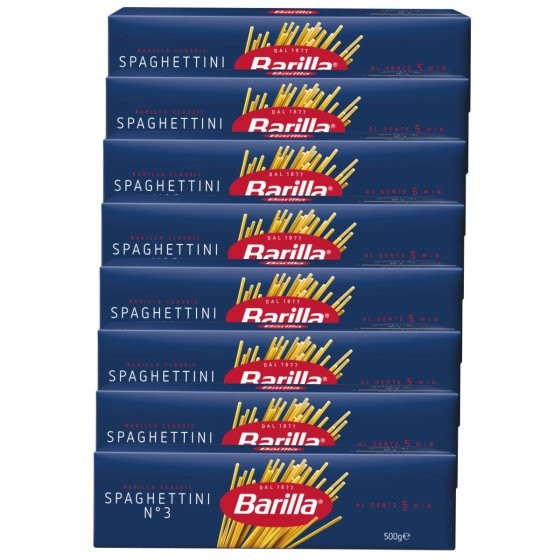 Barilla Spaghettini Nummer 3 Hartweizen Pasta 500g 8er Pack 