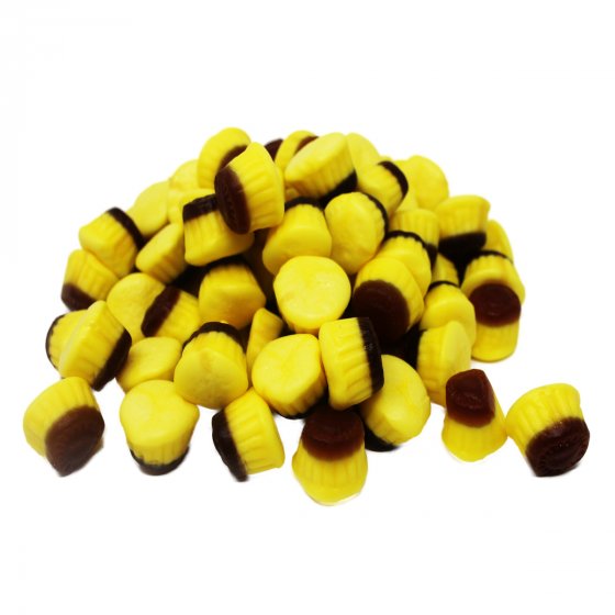 Fruchtgummi Jelly Caramel Pudding Törtchen gelb braun Halal 300g