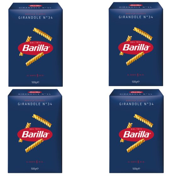 Barilla Girandole Nummer 34 Hartweizengrieß Nudeln 500g 4er Pack 