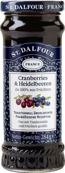 St. Dalfour Fruchtaufstrich Cranberries und Heidelbeeren 280g 