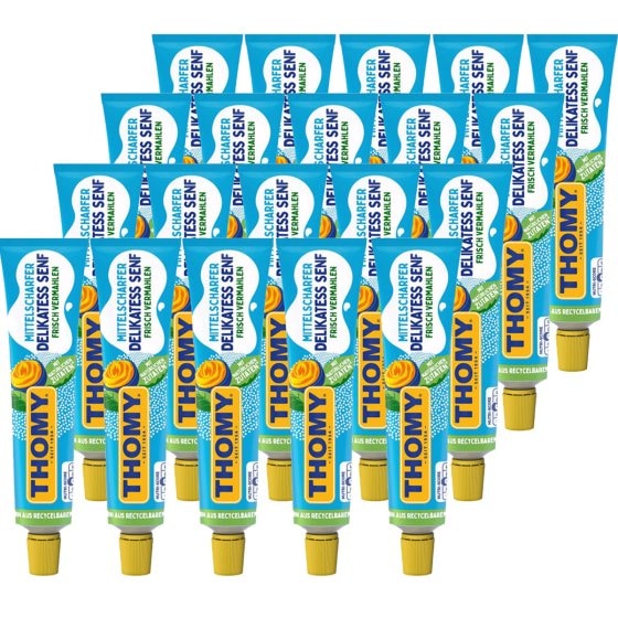 Thomy Delikatess Senf mittelscharf pikant gewürzt Tube 100ml 20er Pack 