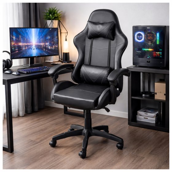 Gaming Stuhl Kunstleder Schwarz 
