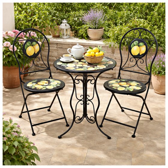 Garten Tischgruppe Menton Metall Schwarz 