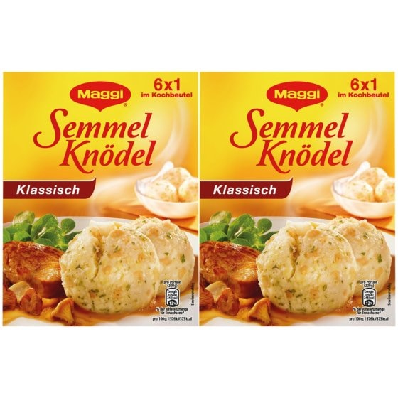 Maggi Semmelknödel die Klassischen 6 Stück im Kochbeutel 200g 2er Pack 