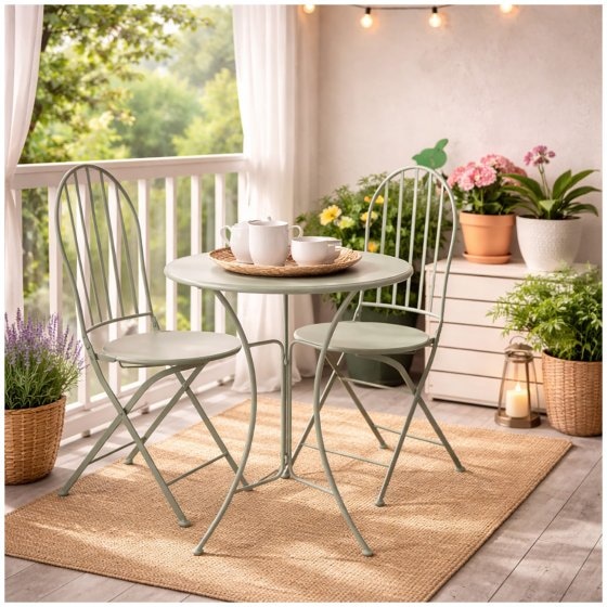 Bistro Sitzgruppe Metall Tisch mit 2 Stühlen Balkon Set Gartenmöbel 