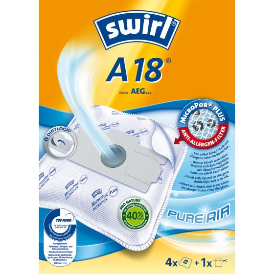 Swirl A 18 MicroPor Plus Staubsaugerbeutel für AEG Staubsauger 4 Stück 