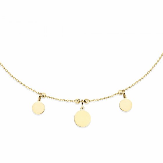 Halskette 925 Sterling Silber vergoldet runde Plättchenkette 