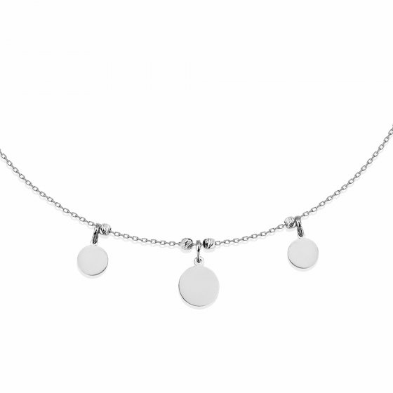 Halskette 925 Silber rhodiniert Plättchen 42+3cm lang 