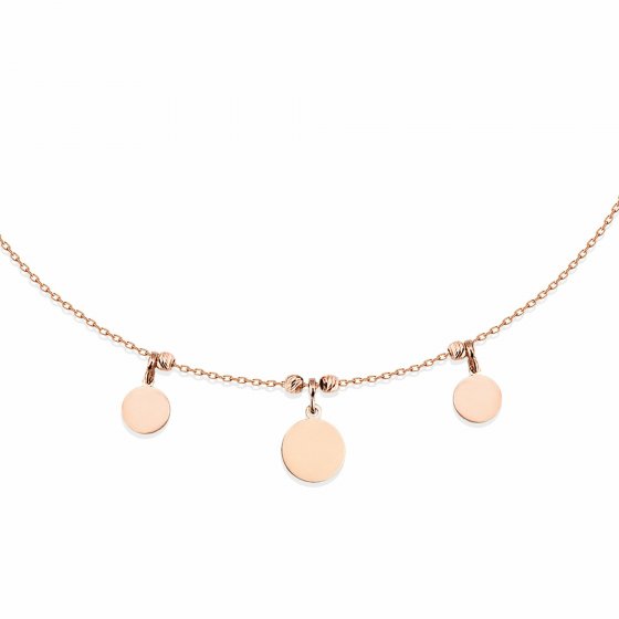 Anhänger mit Kette 925/- Sterling Silber rosévergoldet runde Plättchenkette 