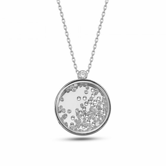 Anhänger mit Kette 925/- Sterling Silber bewegliche Zirkonia-Steine 