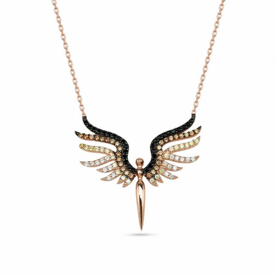 Anhänger mit Kette 925/- Sterling Silber rosévergoldet Engel-Kette 