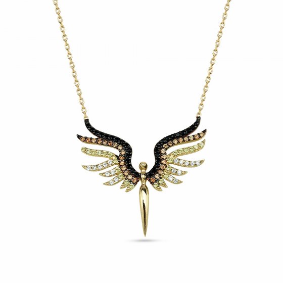 Anhänger mit Kette 925/- Sterling Silber vergoldet Engel-Kette 