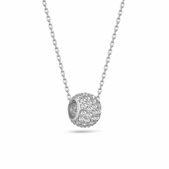 Anhänger mit Kette 925/- Sterling Silber Kugel-Pave-Kette 