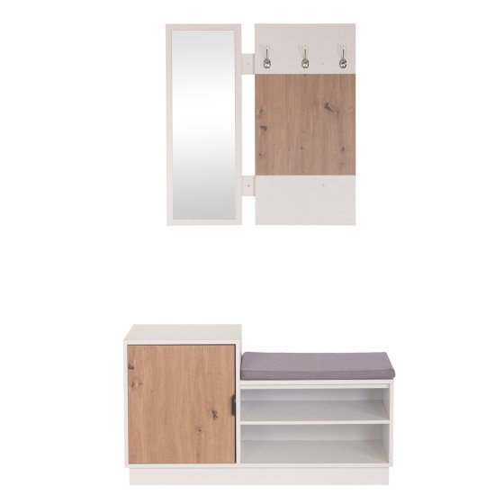 Garderobe Dana mit Schuhbank Weiß 
