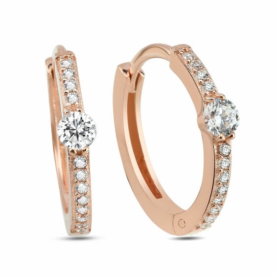 Creolen Creolen Solitär 925/- Sterling Silber rosévergoldet 