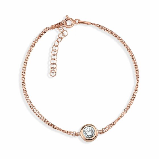 Armband 925/- Sterling Silber rosévergoldet Solitär 