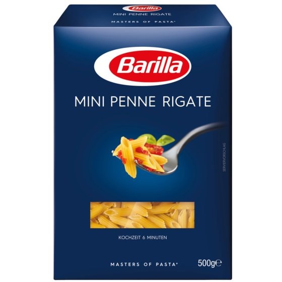Barilla Piccolini Mini Penne Rigate Pasta aus Hartweizengriess 500g 