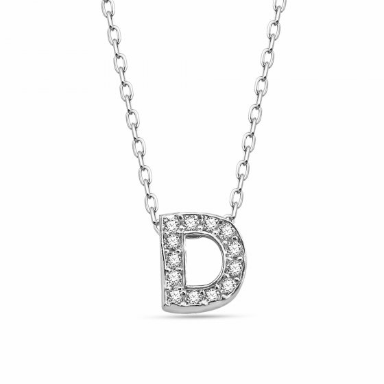 Anhänger mit Kette Buchstabe D 925/- Sterling Silber 