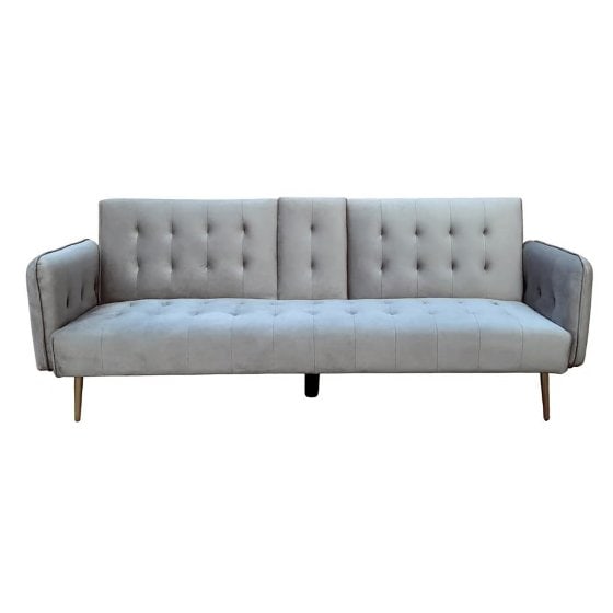 Schlafsofa Eris Velvet Grau mit Becherhalter 