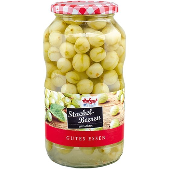 Hofgut Stachelbeeren gezuckert fruchtig süß im Glas Gutes Essen 720ml 