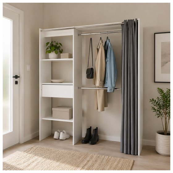 Offene Garderobe mit Vorhang Weiß 