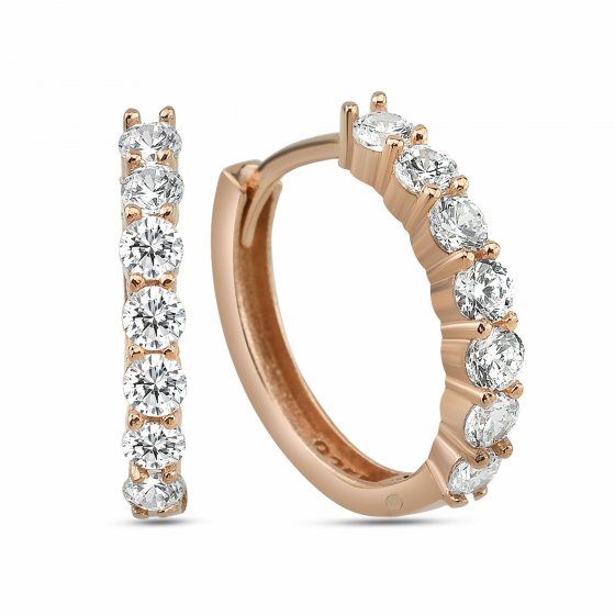 Ohrringe Silber 925 rosé-vergoldet mit Zirkonia weiß 