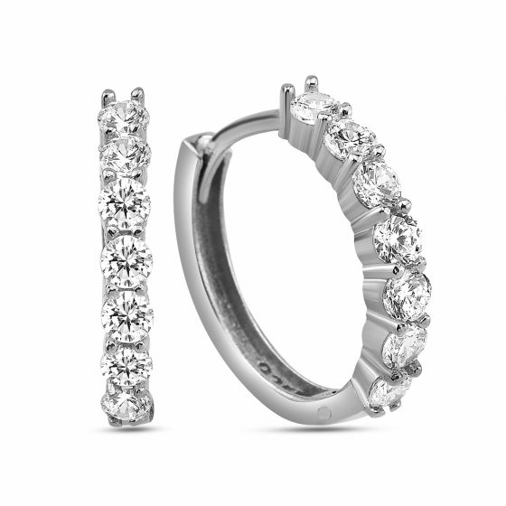 Ohrringe Silber 925 rhodiniert mit weißen Zirkonia-Steinen 