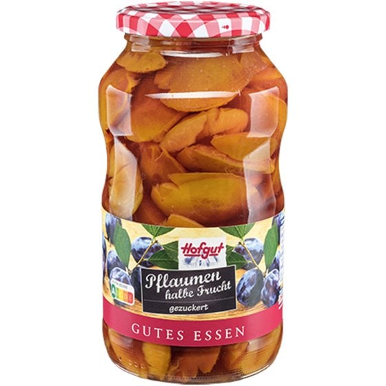Hofgut Pflaume halbe Frucht süß fruchtig gezuckert im Glas 720ml 