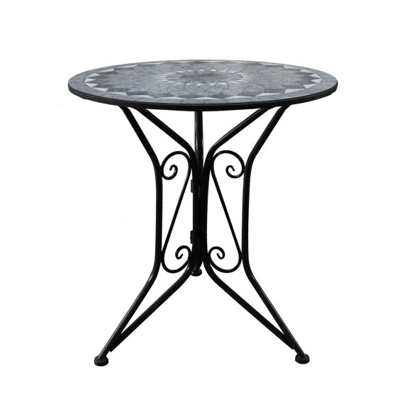 Gartentisch Metall Schwarz Schieferoptik 