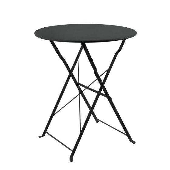 Gartentisch Basil Metall rund klappbar Schwarz 