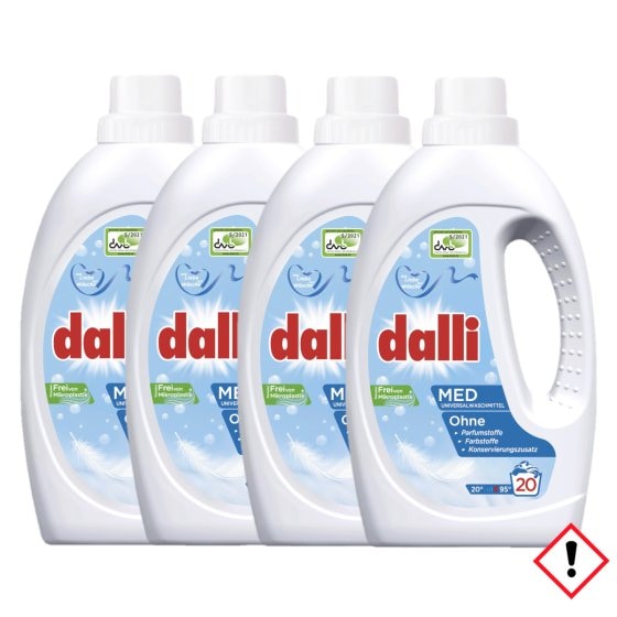 Dalli Med Flüssigwaschmittel 20 Waschladungen 1100ml 4er Pack 
