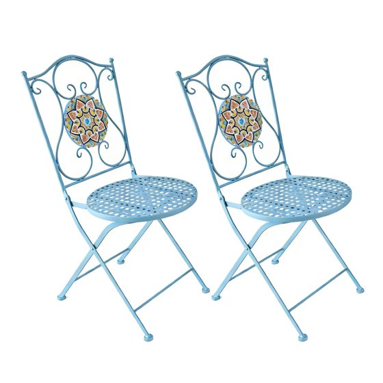 Gartenstuhl 2er-Set Metall Türkis Tunis 