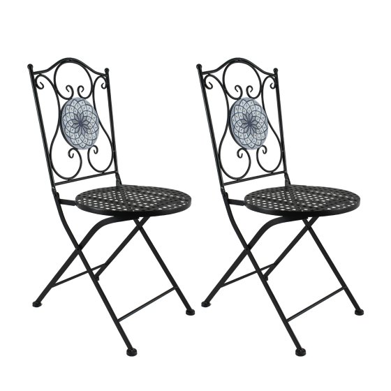 Gartenstuhl 2er-Set Metall Schwarz Byzanz 