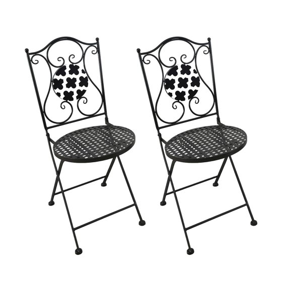 Gartenstuhl 2er-Set Metall Black and White 