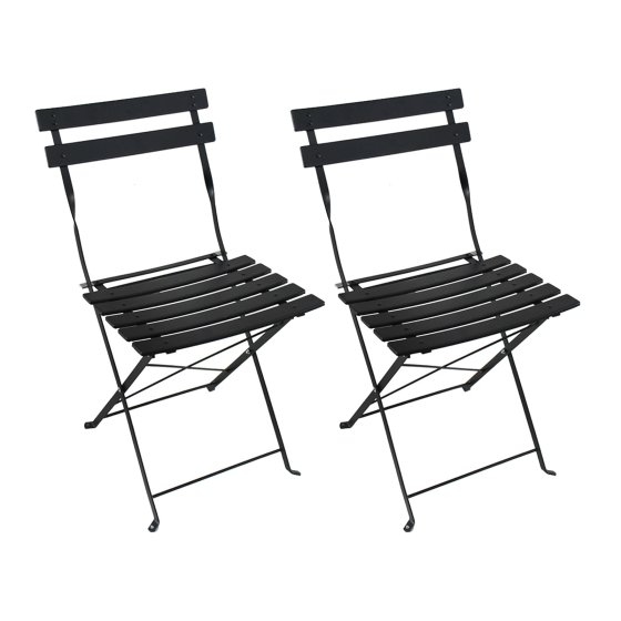 Gartenstuhl 2er-Set Basil Metall Schwarz 