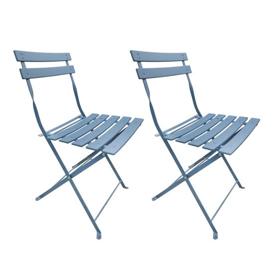 Gartenstuhl 2er-Set Basil Metall Blau 