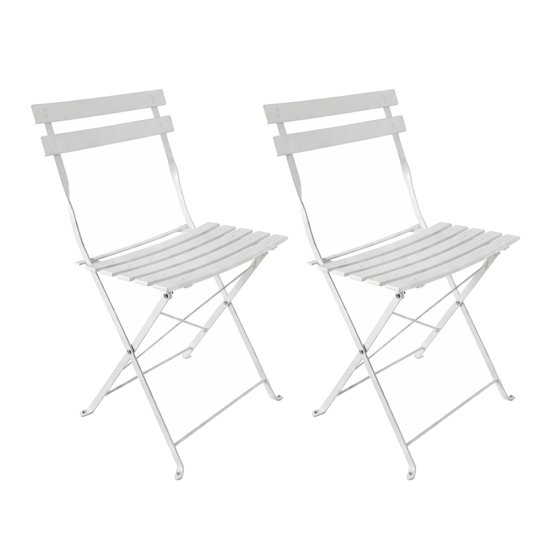 Gartenstuhl 2er-Set Basil Metall Creme 