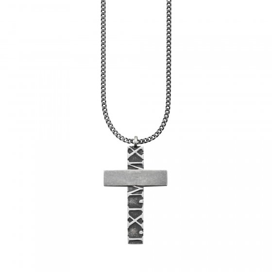 Anhänger mit Kette 925/- Sterling Silber matt-oxidiert Kreuz 