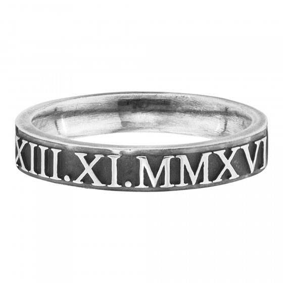 Ring Silber 925 matt-oxidiert mit römischen Zahlen 