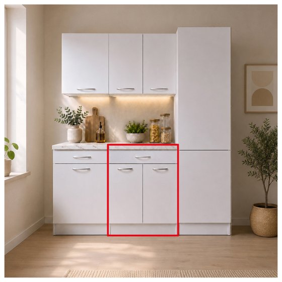 Küchenunterschrank Jenna Weiß 60 cm mit Schublade 