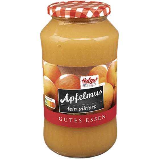 Hofgut Apfelmus fein püriert und gezuckert im Glas Gutes Essen 720ml 