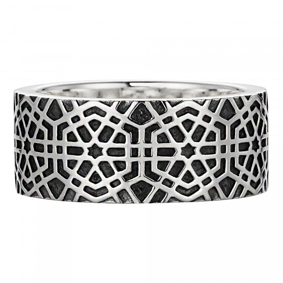 Ring 925/- Sterling Silber oxidiert-poliert Mosaik 